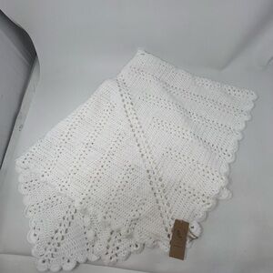 Brooklyn Women's Exchange handcrafted crocheted white iridescent baby blanket